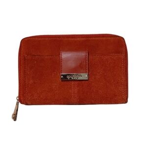 Spartina 449 Suede Leather Wallet Clutch In Rust